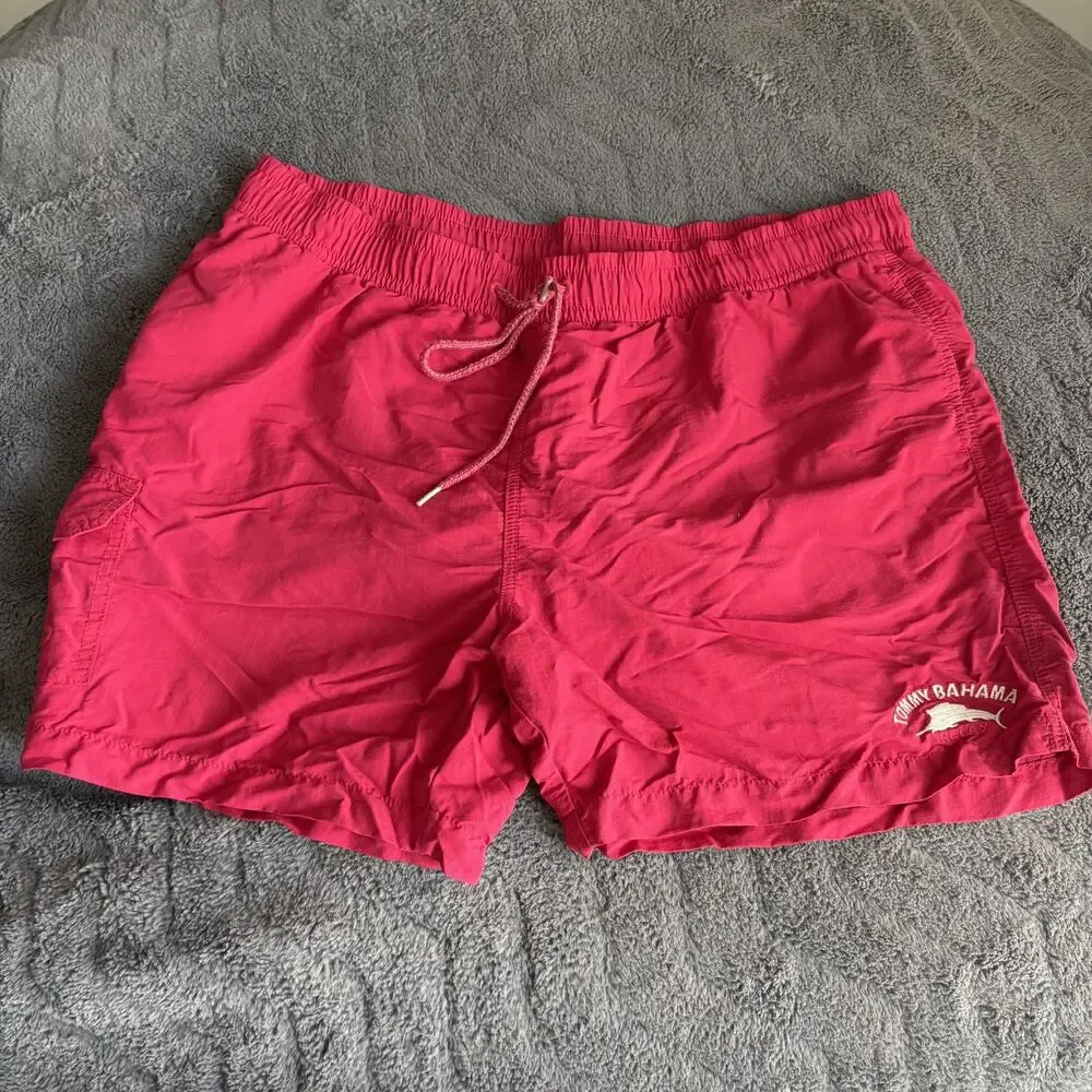Tommy Bahama Men's Swim Trunks Pink Cargo Mesh Lined Beach Vacation XXL